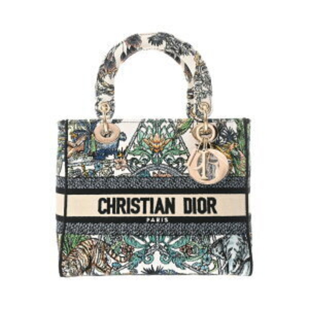 Dior LADY LITE Bag Etoile de Voyage Multicolor Canvas Handbag